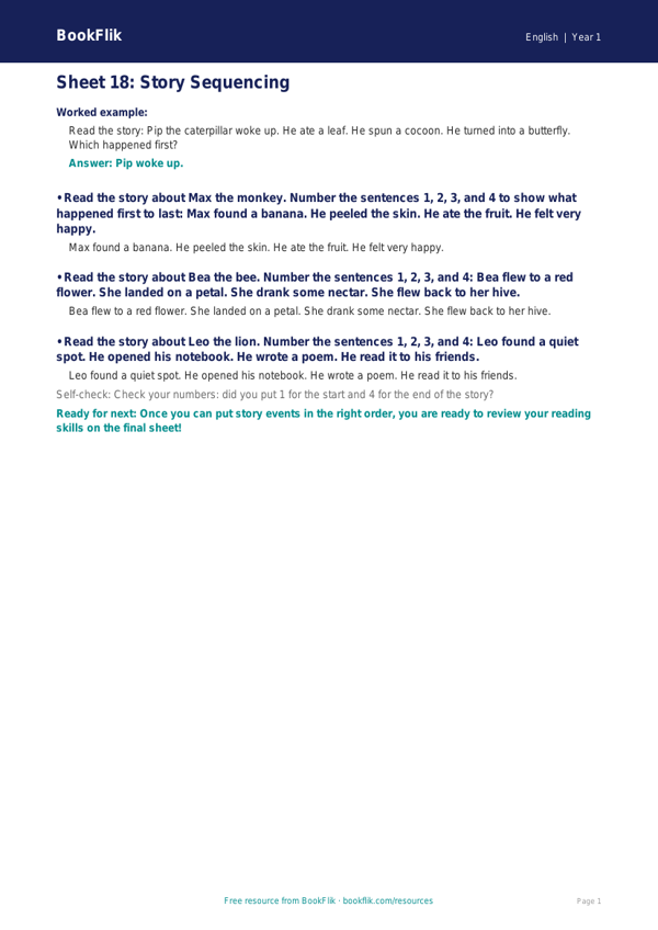 Free B Track Sheet | Class 1 | English | BookFlik worksheet preview — English B