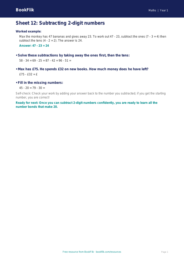 Free 3A Track Sheet | Class 1 | Maths | BookFlik worksheet preview — Maths 3A