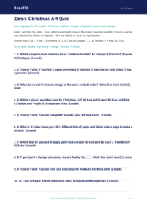 Free Christmas Art Quiz | Year 4 Supported | BookFlik
