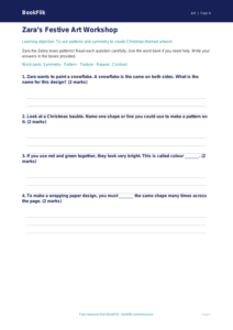 Free Christmas Art Worksheet | Year 4 Supported | BookFlik