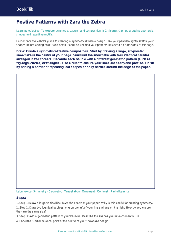 Free Christmas Art Drawing Sheet | Year 5 Core | BookFlik worksheet preview — Art Christmas Art