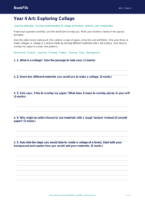 Free Collage Assessment | Year 4 Supported | BookFlik