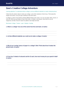Free Collage Worksheet | Year 4 Supported | BookFlik