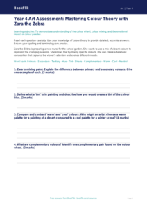 Free Colour Theory Assessment | Year 4 Greater Depth | BookFlik