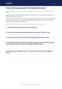 Free Colour Theory Assessment | Year 4 Supported | BookFlik