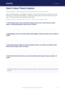 Free Colour Theory Template | Year 4 Supported | BookFlik