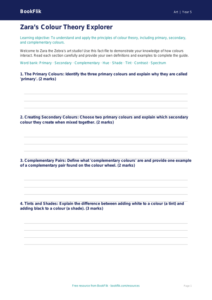 Free Colour Theory Template | Year 5 Core | BookFlik