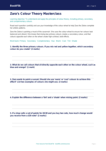 Free Colour Theory Worksheet | Year 5 Core | BookFlik