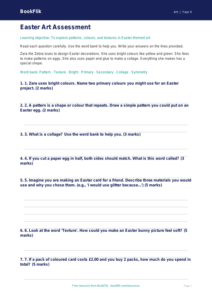 Free Easter Art Assessment | Year 4 Supported | BookFlik