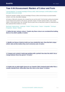 Free Famous Artists Assessment | Year 4 Greater Depth | BookFlik