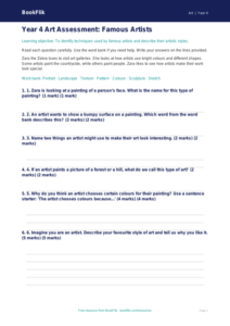 Free Famous Artists Assessment | Year 4 Supported | BookFlik