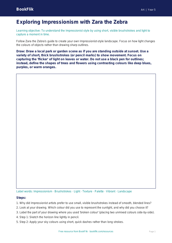 Free Famous Artists Drawing Sheet | Year 5 Core | BookFlik worksheet preview — Art Famous Artists