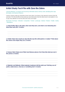 Free Famous Artists Worksheet | Year 5 Art Lesson | BookFlik