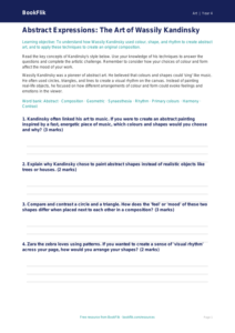 Free Kandinsky Worksheet | Year 4 Greater Depth | BookFlik