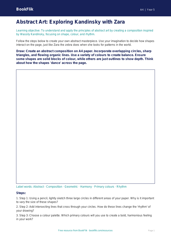 Free Kandinsky Drawing Sheet | Year 5 Core | BookFlik worksheet preview — Art Kandinsky