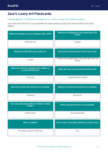 Free L.S. Lowry Flashcards | Year 4 Art Lesson | BookFlik