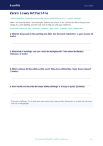 Free L.S. Lowry Art Worksheet | Year 4 Supported | BookFlik