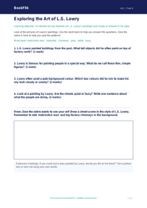 Free L.S. Lowry Worksheet | Year 4 Art Lesson | BookFlik
