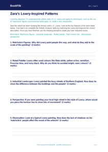 Free Lowry Activity Sheet | Year 5 Core | BookFlik