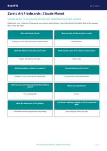Free Monet Flashcards | Year 4 Supported | BookFlik