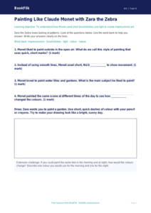 Free Monet Art Worksheet | Year 4 Supported | BookFlik