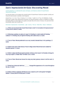 Free Monet Quiz | Year 5 Core | BookFlik