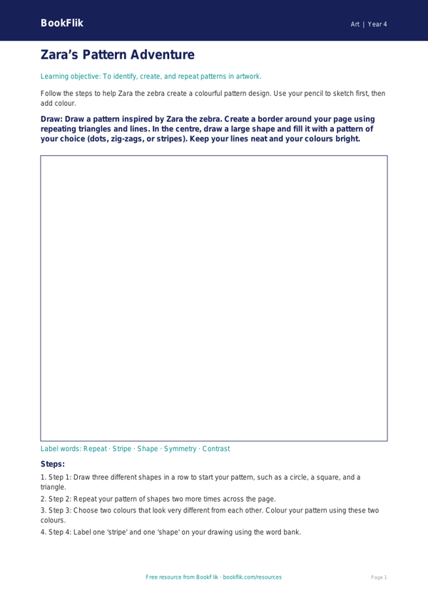 Free Pattern Drawing Sheet | Year 4 Supported | BookFlik worksheet preview — Art Pattern