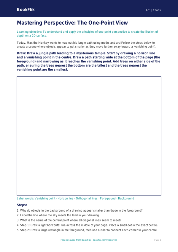 Free Perspective Drawing Sheet | Year 5 Core | BookFlik worksheet preview — Art Perspective