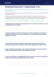 Free Perspective Worksheet | Year 5 Core | BookFlik