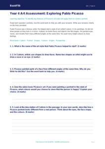 Free Picasso Assessment | Year 4 Supported | BookFlik