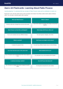 Free Picasso Flashcards | Year 4 Supported | BookFlik
