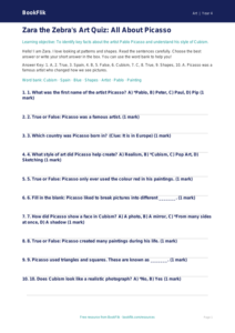 Free Picasso Quiz | Year 4 Supported | BookFlik