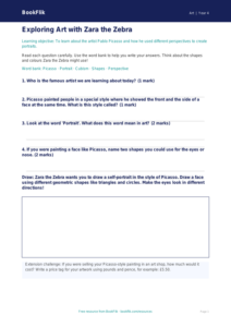 Free Picasso Worksheet | Year 4 Supported | BookFlik
