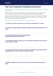 Free Printmaking Assessment | Year 4 Supported | BookFlik