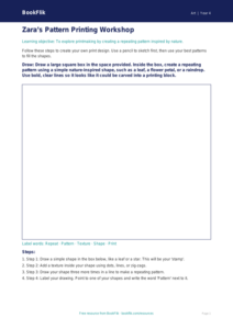Free Printmaking Drawing Sheet | Year 4 Supported | BookFlik