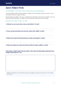 Free Printmaking Worksheet | Year 4 Supported | BookFlik