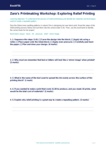 Free Printmaking Activity Sheet | Year 5 Core | BookFlik