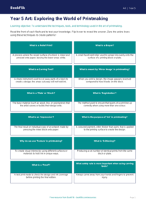 Free Printmaking Flashcards | Year 5 Core | BookFlik