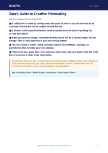 Free Printmaking Poster | Year 5 Core | BookFlik