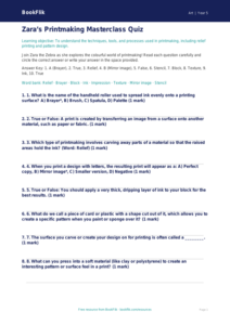 Free Printmaking Quiz | Year 5 Core | BookFlik