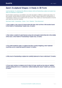 Free Sculpture Activity Sheet | Year 5 Core | BookFlik