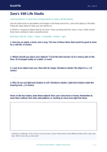 Free Still Life Worksheet | Year 4 Supported | BookFlik