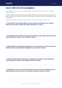 Free Still Life Template | Year 5 Core | BookFlik