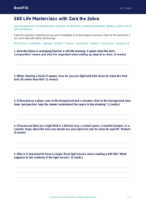 Free Still Life Worksheet | Year 5 Core | BookFlik