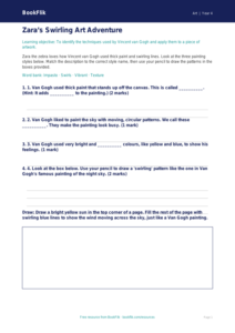 Free Van Gogh Activity Sheet | Year 4 Supported | BookFlik