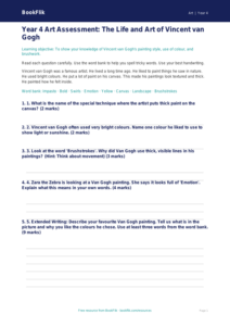 Free Van Gogh Assessment | Year 4 Supported | BookFlik