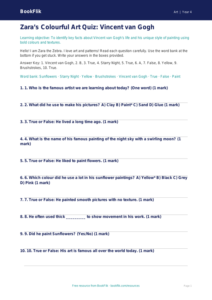 Free Van Gogh Quiz | Year 4 Supported | BookFlik