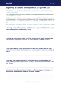 Free Van Gogh Worksheet | Year 5 Core | BookFlik