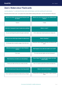 Free Watercolour Flashcards | Year 4 Supported | BookFlik