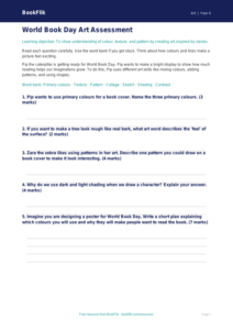 Free World Book Day Art Assessment | Year 4 Supported | BookFlik